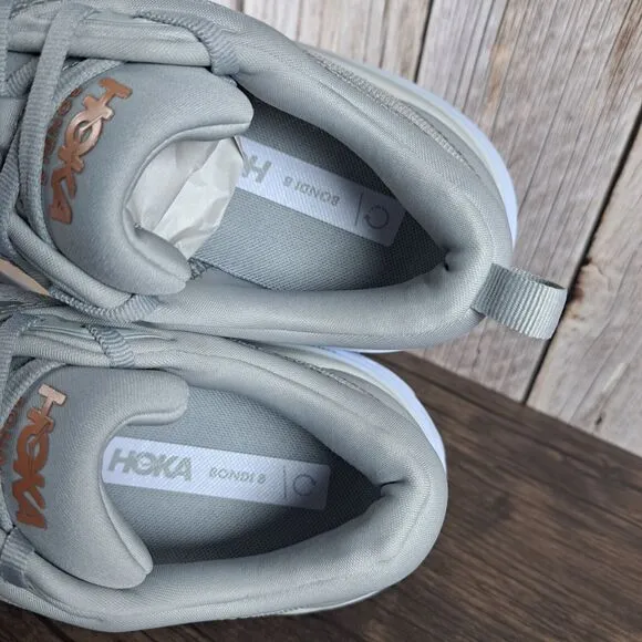 Hoka One One Bondi 8 Running Shoes Women's Sz 9 B Harbor Mist Lunar Rock (VGC)