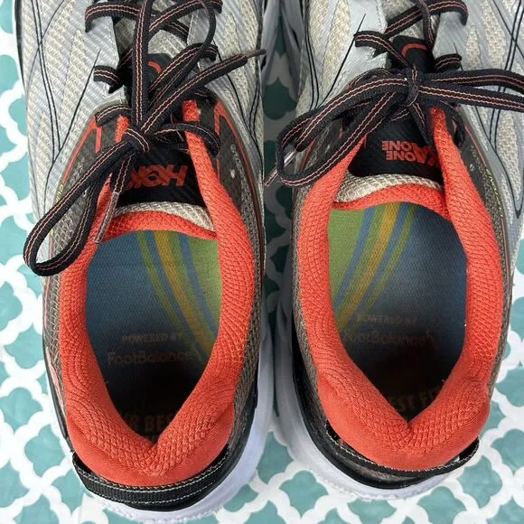 Hoka One One Clifton 3 Gray Red Running Shoes‎ Men's Size 14