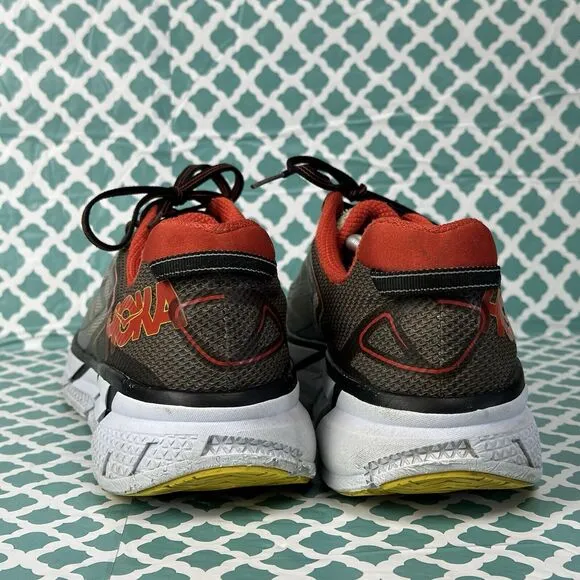 Hoka One One Clifton 3 Gray Red Running Shoes‎ Men's Size 14