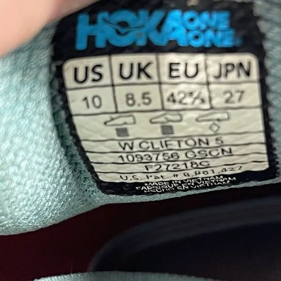 Hoka One One Clifton 5 Women's Size 10 Blue Green Running Shoes