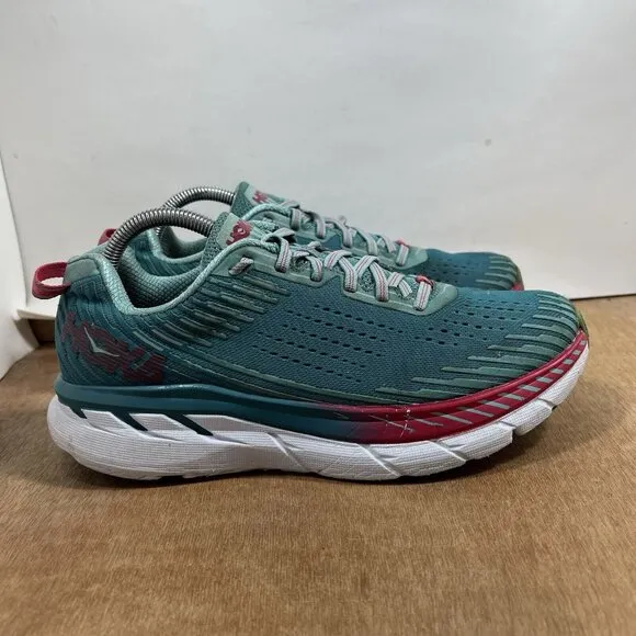 Hoka One One Clifton 5 Women's Size 10 Blue Green Running Shoes