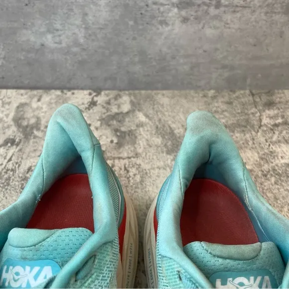Hoka One One Clifton 8 Running Shoes Womens sz 10.5B - teal/red