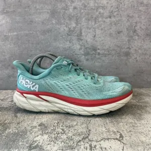 Hoka One One Clifton 8 Running Shoes Womens sz 10.5B - teal/red