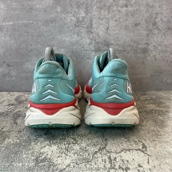 Hoka One One Clifton 8 Running Shoes Womens sz 10.5B - teal/red
