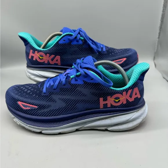 Hoka One One Clifton 9 Bellwether Blue Athletic Road Running Shoes Womens 10.5 B