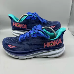 Hoka One One Clifton 9 Bellwether Blue Athletic Road Running Shoes Womens 10.5 B