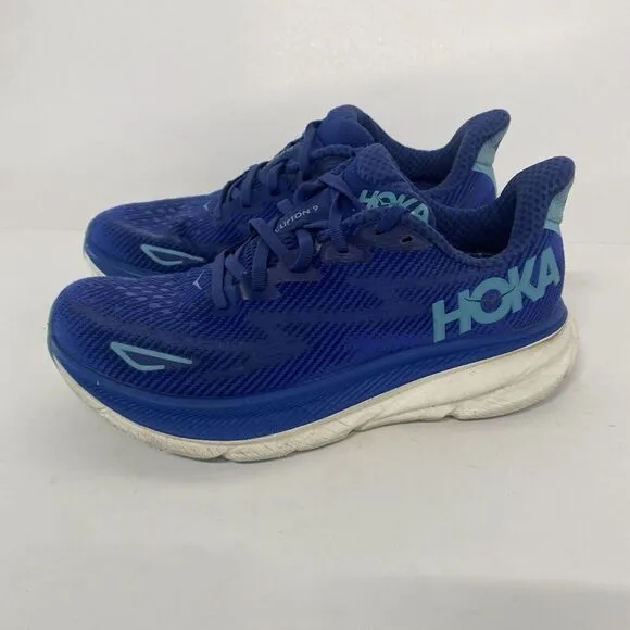 Hoka One One Clifton 9 Womens Size 7B Blue Athletic Running Shoes 3654