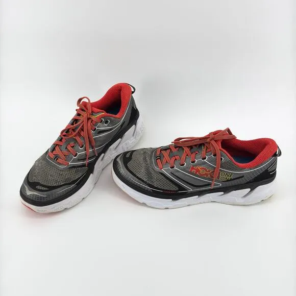 Hoka One One Conquest 3 Road Running Shoes Men’s 9.5 Black/Red Athletic Sneakers