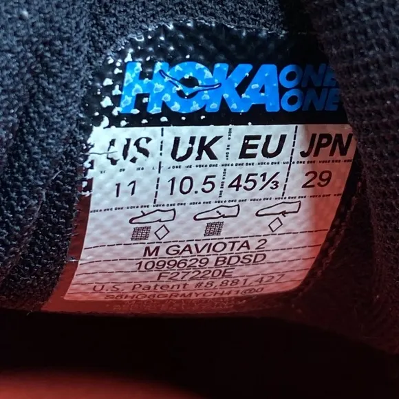 Hoka One One Gaviota 2 Triple Black Men's Running Walking Shoes Size 11 D
