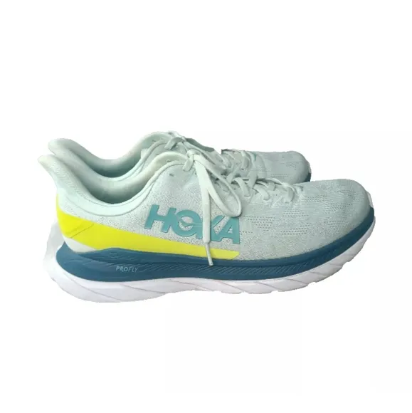 Hoka One One Mach 4 Mens' Running Shoes Size 11 D Blue Glass Evening Primrose