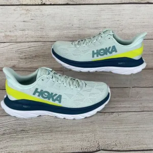 Hoka One One Mach 4 Mens Sz 9D Running Shoes Blue Glass Evening Primrose