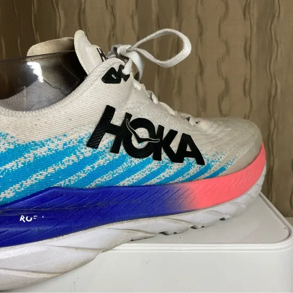 Hoka One One Mach 5 Men's 11 B Running Shoes White Scuba Blue 1127894-WSBB