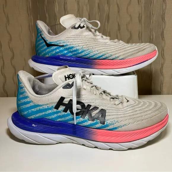 Hoka One One Mach 5 Men's 11 B Running Shoes White Scuba Blue 1127894-WSBB