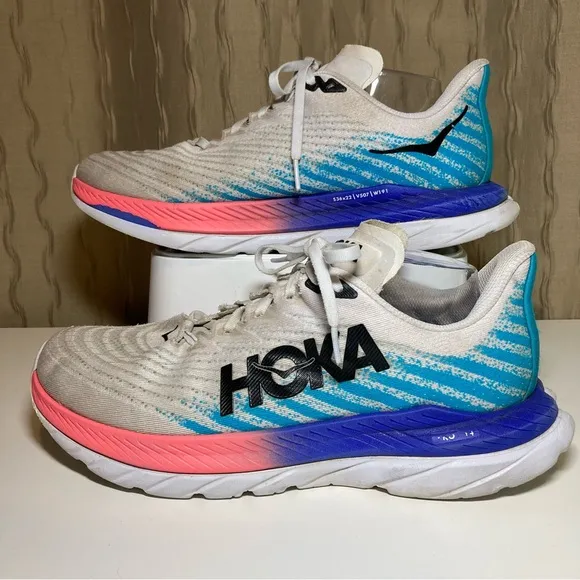 Hoka One One Mach 5 Men's 11 B Running Shoes White Scuba Blue 1127894-WSBB