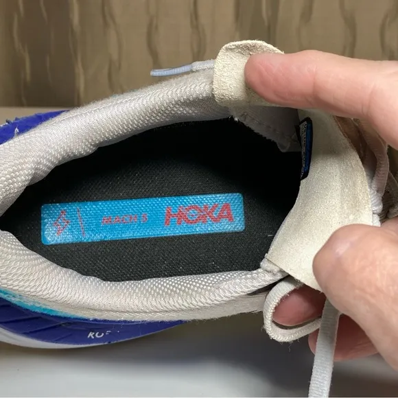 Hoka One One Mach 5 Men's 11 B Running Shoes White Scuba Blue 1127894-WSBB
