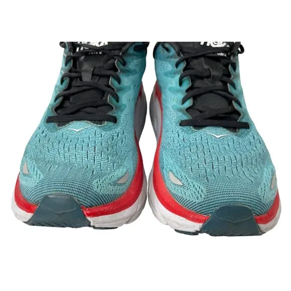 Hoka One One Men's Clifton 8 Teal/Red Running Shoes Size 10D (1119393 RTAR)