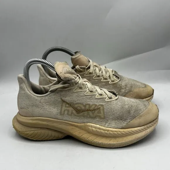 Hoka One One Mens Mach 6 Mens Size 4MD Beige Running Shoes Sneakers 1147790 OKB