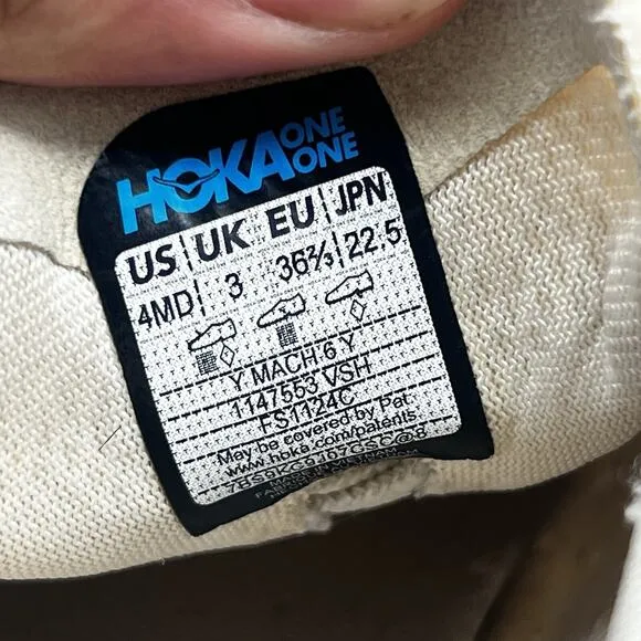 Hoka One One Mens Mach 6 Mens Size 4MD Beige Running Shoes Sneakers 1147790 OKB
