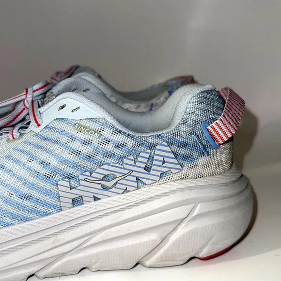 Hoka One One Rincon Gray Blue Red Running Shoes. Women’s size 8.5