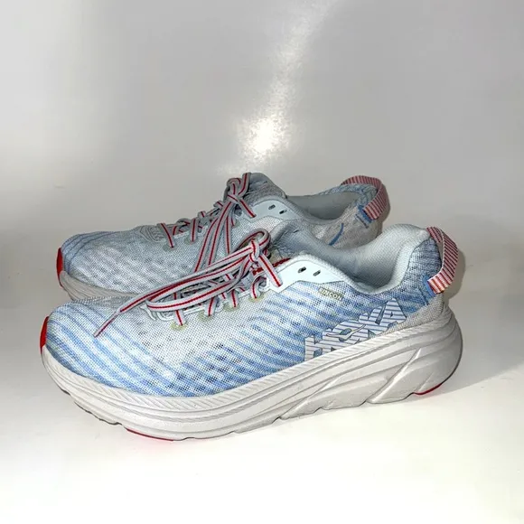 Hoka One One Rincon Gray Blue Red Running Shoes. Women’s size 8.5