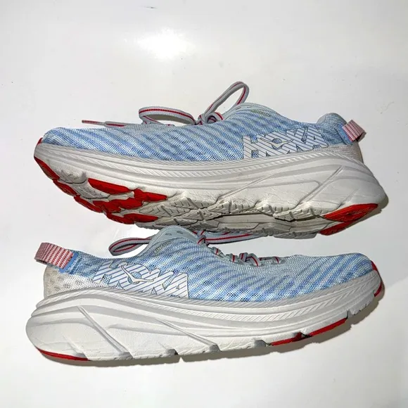 Hoka One One Rincon Gray Blue Red Running Shoes. Women’s size 8.5