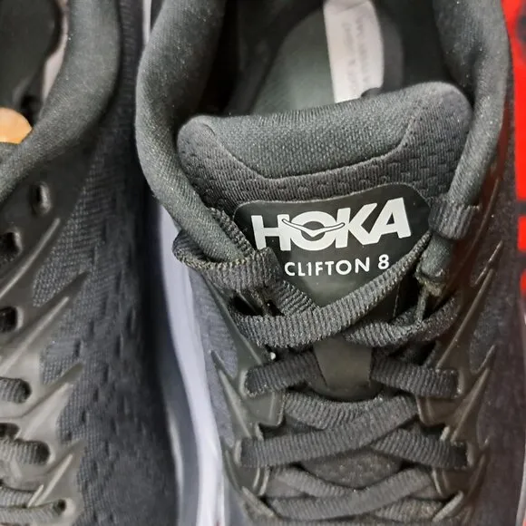 Hoka One One Womens Clifton 8 Sz 9B Running Shoes Black Sneakers 1119394