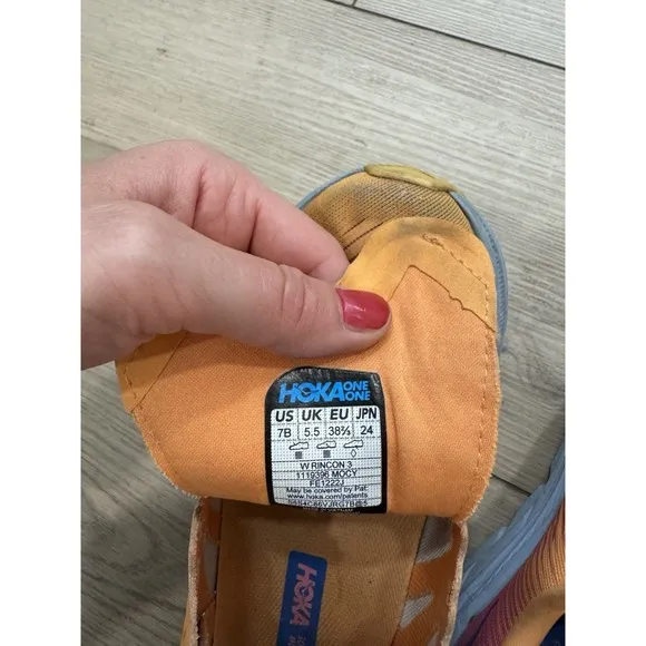 Hoka One One Womens Rincon 3 1119396 MOCY Orange Blue Running Shoes Sneakers 7B