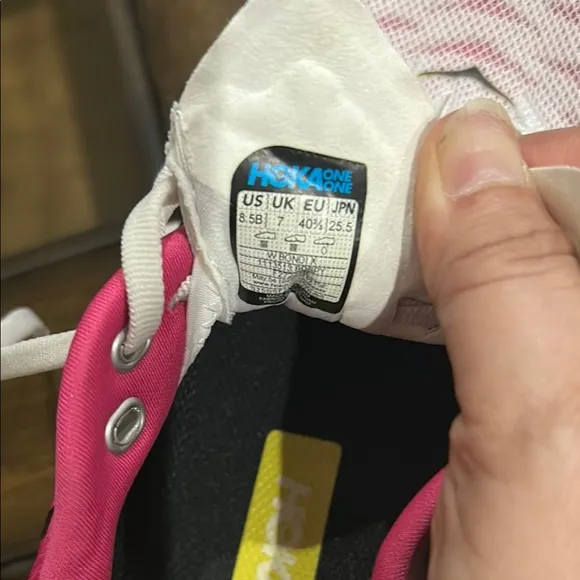 Hoka Pink and White Athletic Shoes with Cushioned Heel