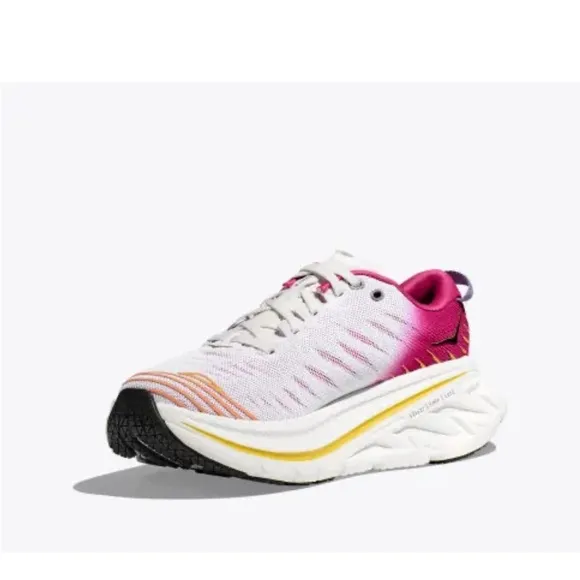 Hoka Pink and White Athletic Shoes with Cushioned Heel