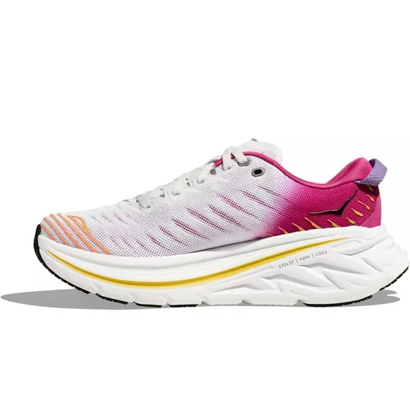 Hoka Pink and White Athletic Shoes with Cushioned Heel