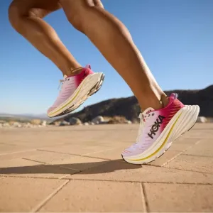 Hoka Pink and White Athletic Shoes with Cushioned Heel