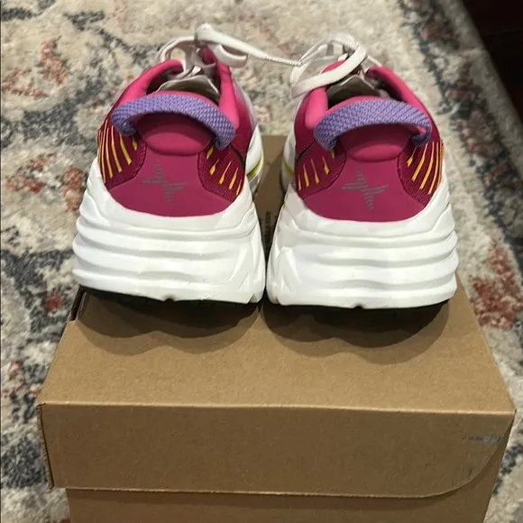 Hoka Pink and White Athletic Shoes with Cushioned Heel