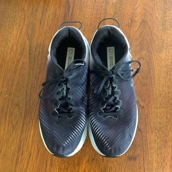 Hoka Rincon 3 Running Shoes Lightweight Cushioned Sneakers Black White Mens 8.5