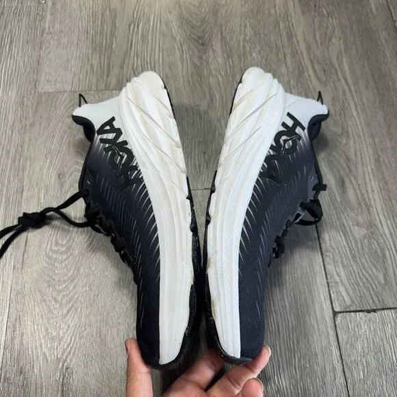 Hoka Rincon 3 Running Shoes Sneakers Black White Women - Sz 8 B