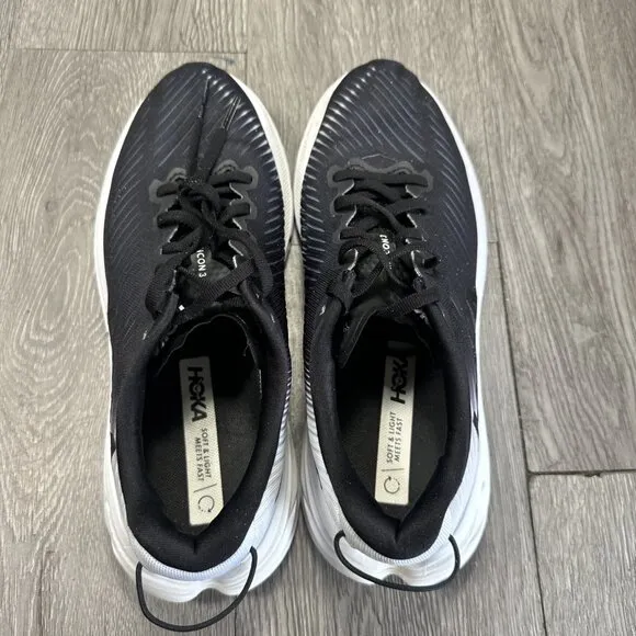 Hoka Rincon 3 Running Shoes Sneakers Black White Women - Sz 8 B
