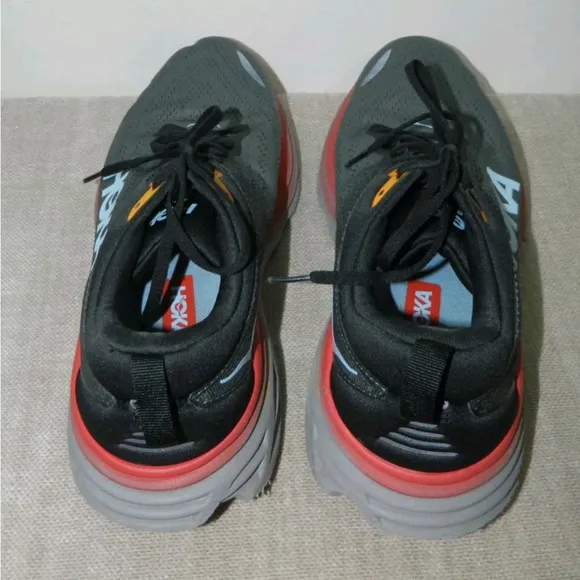 Hoka Sneaker Gym Shoes One Bondi 8 Mens Size 11D Shoes Gray Red Running