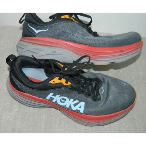 Hoka Sneaker Gym Shoes One Bondi 8 Mens Size 11D Shoes Gray Red Running