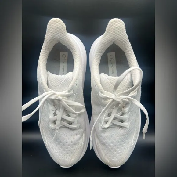 Hoka Women's White Running Shoes- Clifton 9, Pre-Owned, Some discoloration, 8D