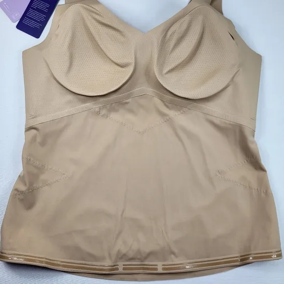 Honeylove Liftwear Tank Womens Size 2X Sand Beige Wide Straps Wireless NWT
