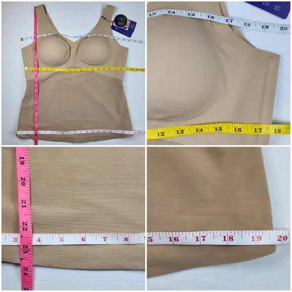 Honeylove Liftwear Tank Womens Size 2X Sand Beige Wide Straps Wireless NWT