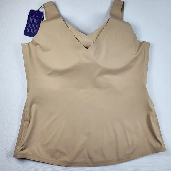 Honeylove Liftwear Tank Womens Size 2X Sand Beige Wide Straps Wireless NWT