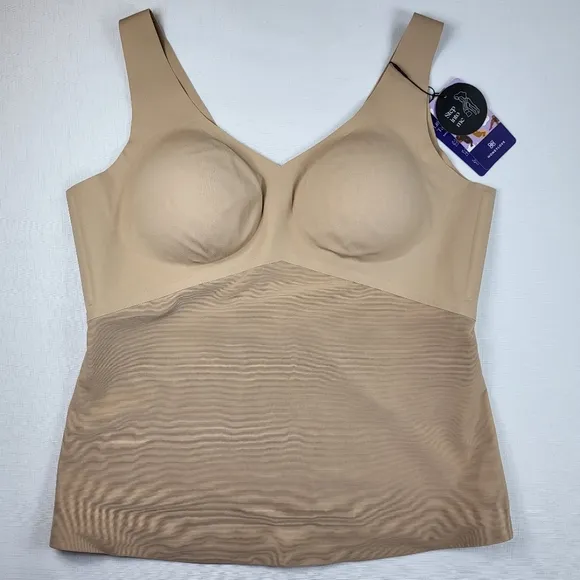 Honeylove Liftwear Tank Womens Size 2X Sand Beige Wide Straps Wireless NWT