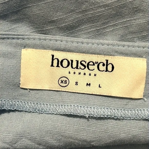House of CB London Lana Open Back Mini Halter Dress Ruching Baby Blue XS Strappy