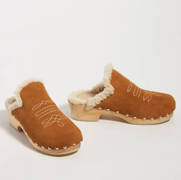 HTF Anthropologie Pilcro Shearling-Lined Clog