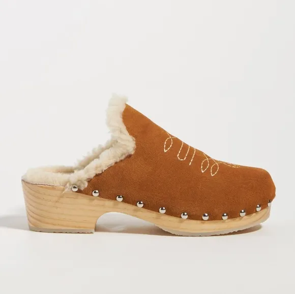 HTF Anthropologie Pilcro Shearling-Lined Clog
