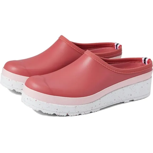 HUNTER Clogs Waterproof Speckled Sole Play Clogs Glenmore Rose Azalea Pink NIB