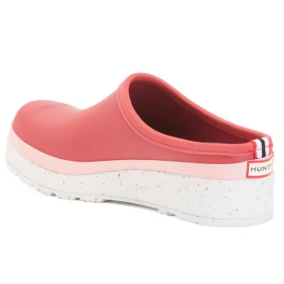 HUNTER Clogs Waterproof Speckled Sole Play Clogs Glenmore Rose Azalea Pink NIB