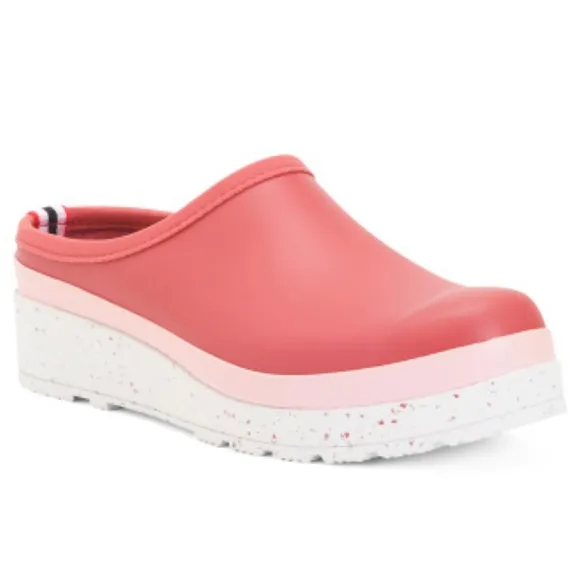 HUNTER Clogs Waterproof Speckled Sole Play Clogs Glenmore Rose Azalea Pink NIB