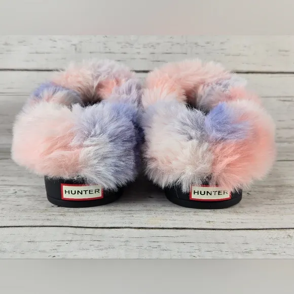 Hunter Faux Fur Tie Dye Slip-On Clogs