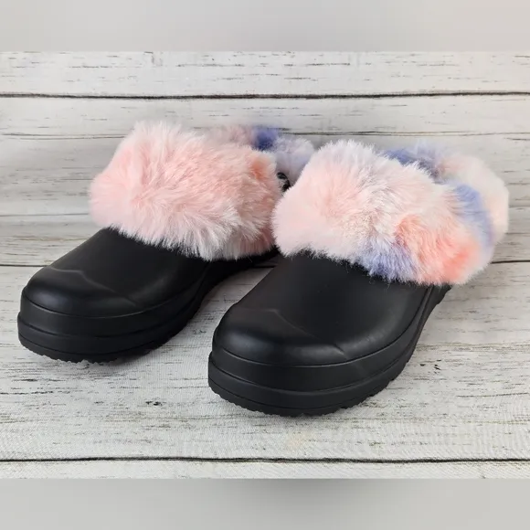 Hunter Faux Fur Tie Dye Slip-On Clogs